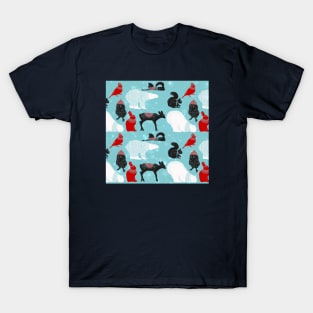 Winter Woodland Friends Pattern Square T-Shirt